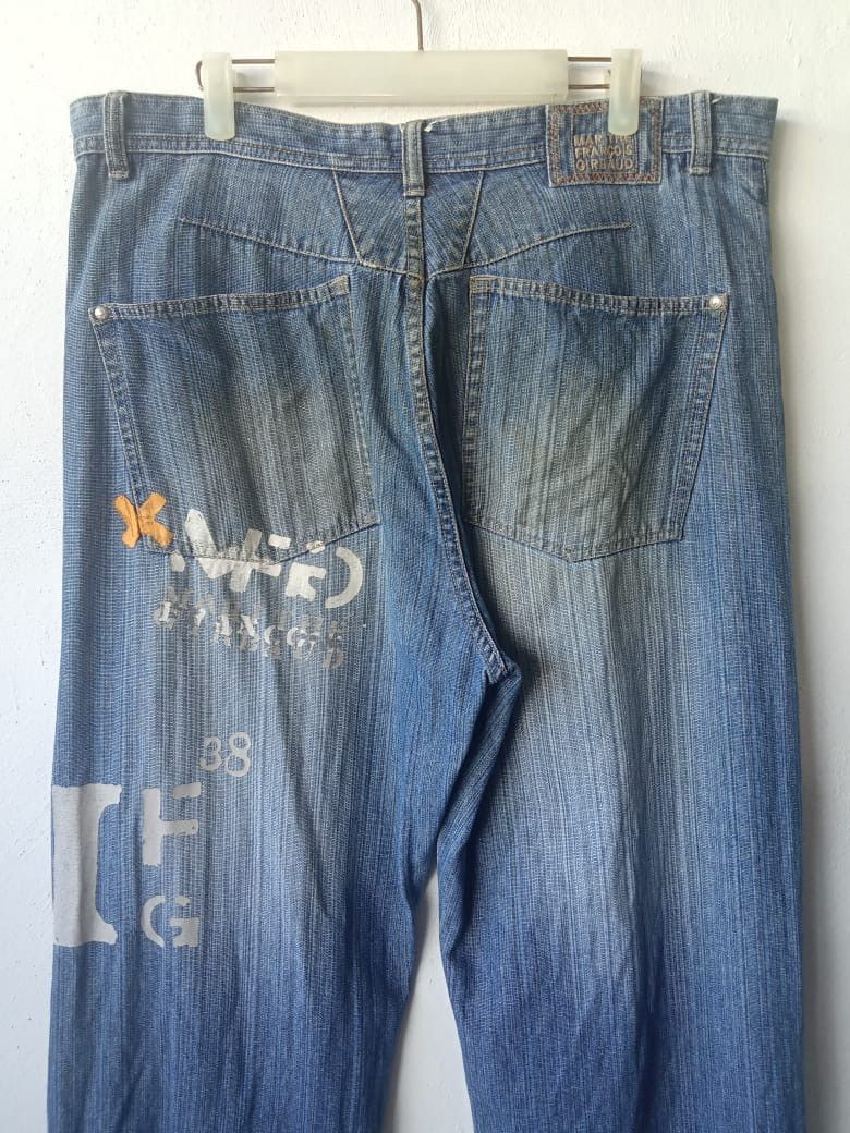 Marithe + Francois Girbaud MFG Distressed Embroidered Spellout Big Logo Baggy Jeans Size US 38 / EU 54 - 8 Thumbnail