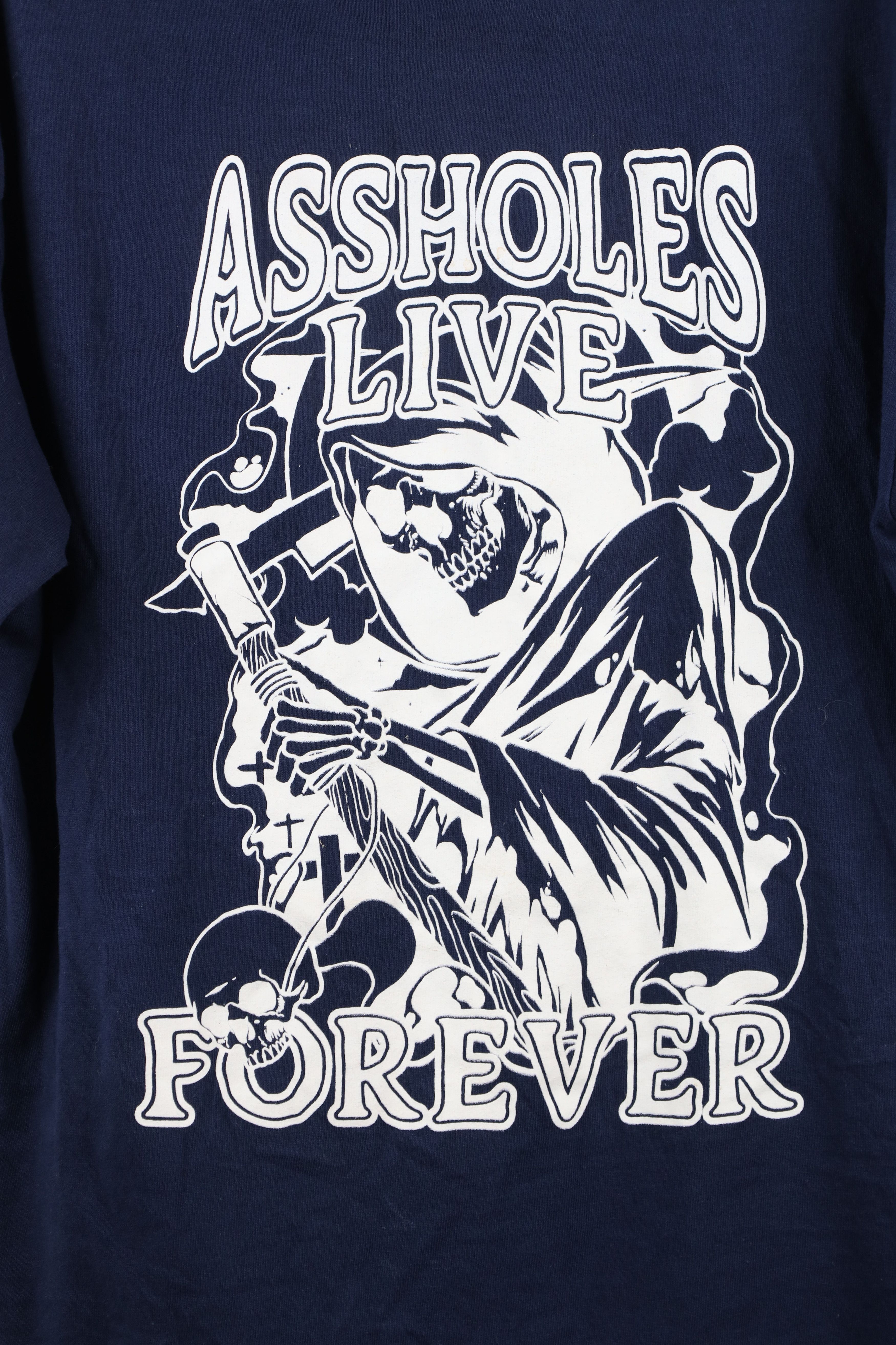 Vintage Streetwear A**holes Live Forever Reaper T-Shirt Navy Blue Size US L / EU 52-54 / 3 - 4 Thumbnail