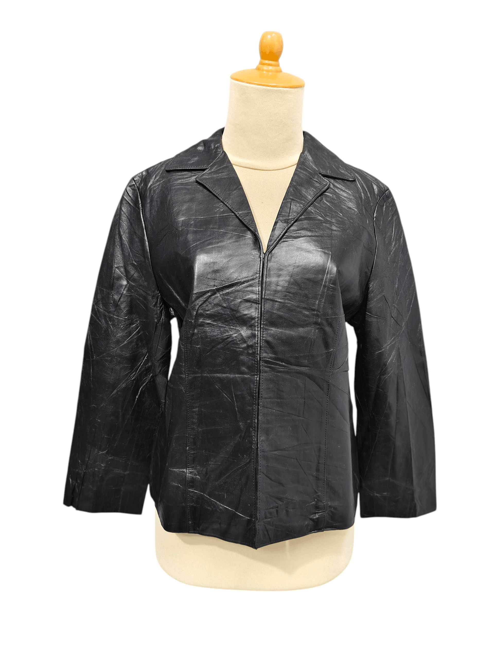 DKNY 90s DKNY- Y2K Oversize Boxy Lambskin Minimal Leather Jacket Size L / US 10 / IT 46 - 1 Thumbnail