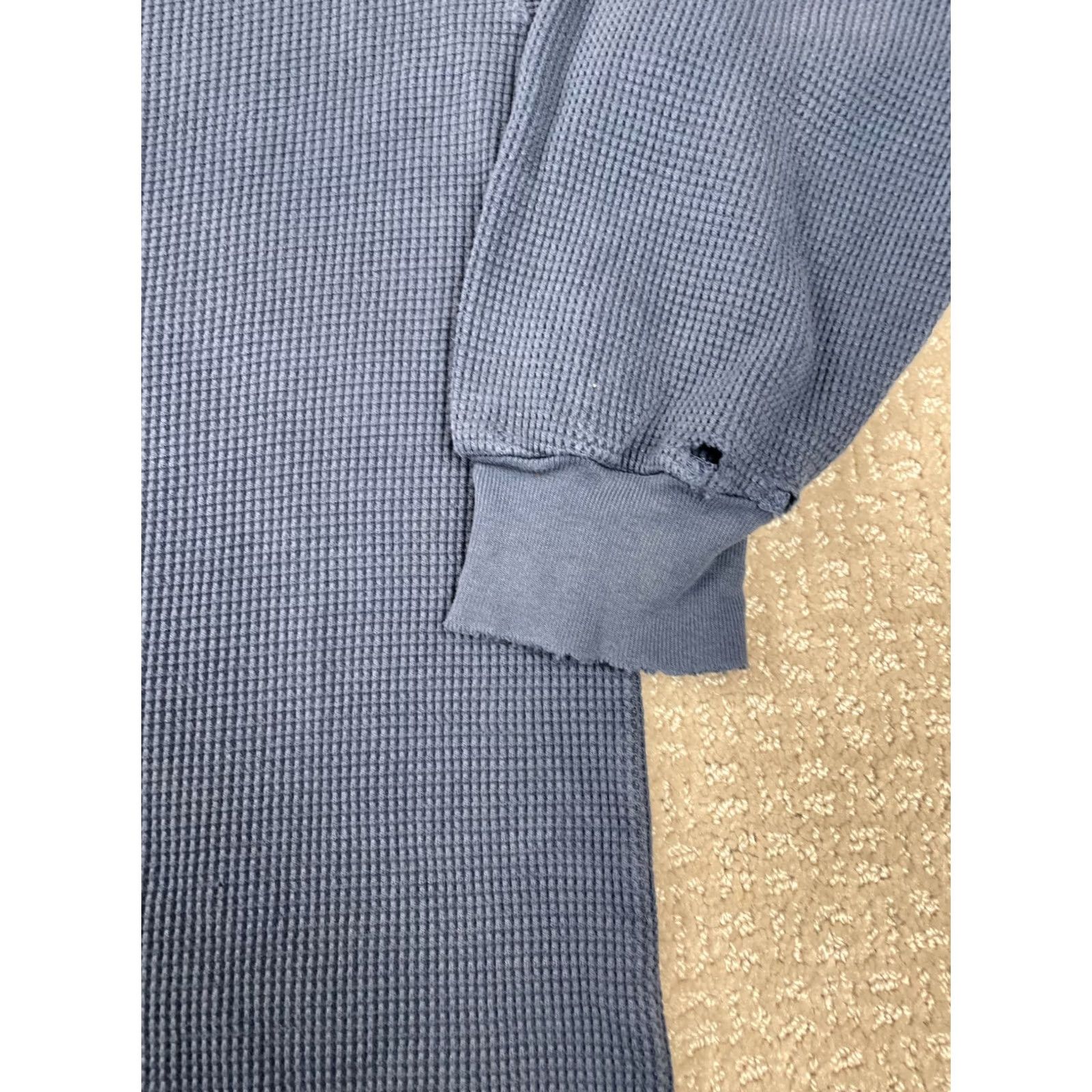 Lands' End VINTAGE Lands' End Thermal Shirt Women L Blue 1 Button Henley Waffle Knit 80s Size L / US 10 / IT 46 - 4 Thumbnail