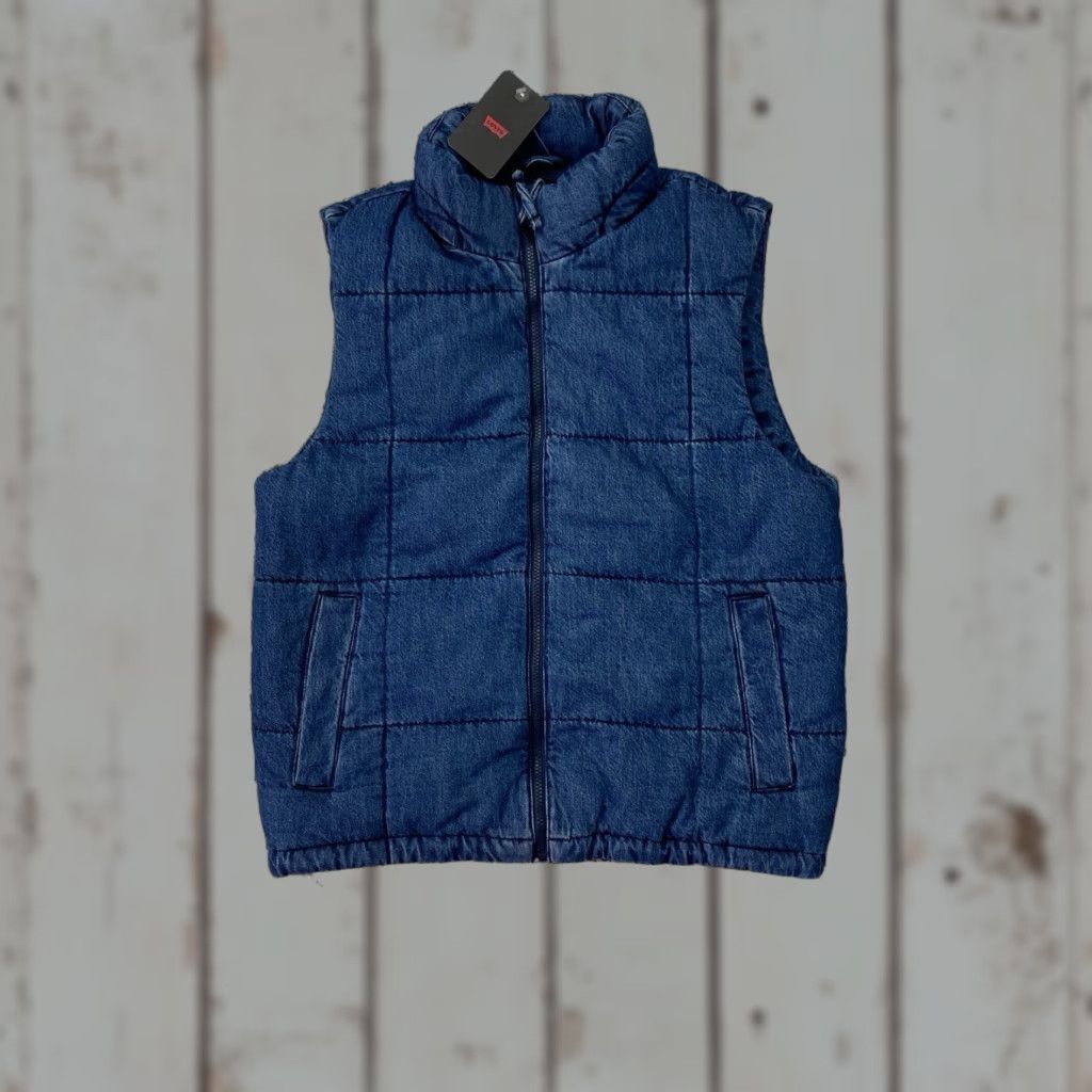 Levi's Levi’s Vest Men’s Size S Blue Western Quilted Down Puffer NWT NEW Denim Vest Size US 29 - 1 Thumbnail