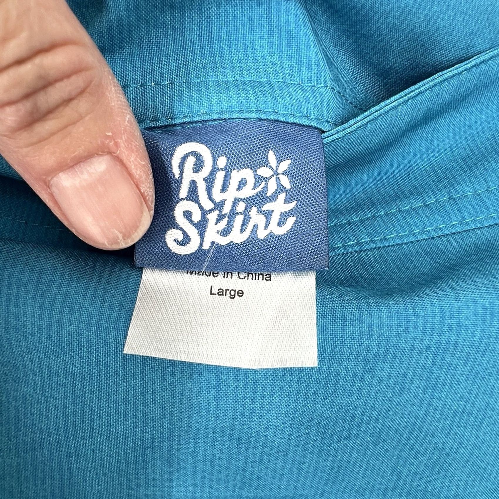 Vintage Ripskirt Hawaii Skirt Womens Casual Beach Knee Length Blue L Wrap Pockets Stretch Summer Vacation Travel Size 36" / US 14 / IT 50 - 3 Thumbnail