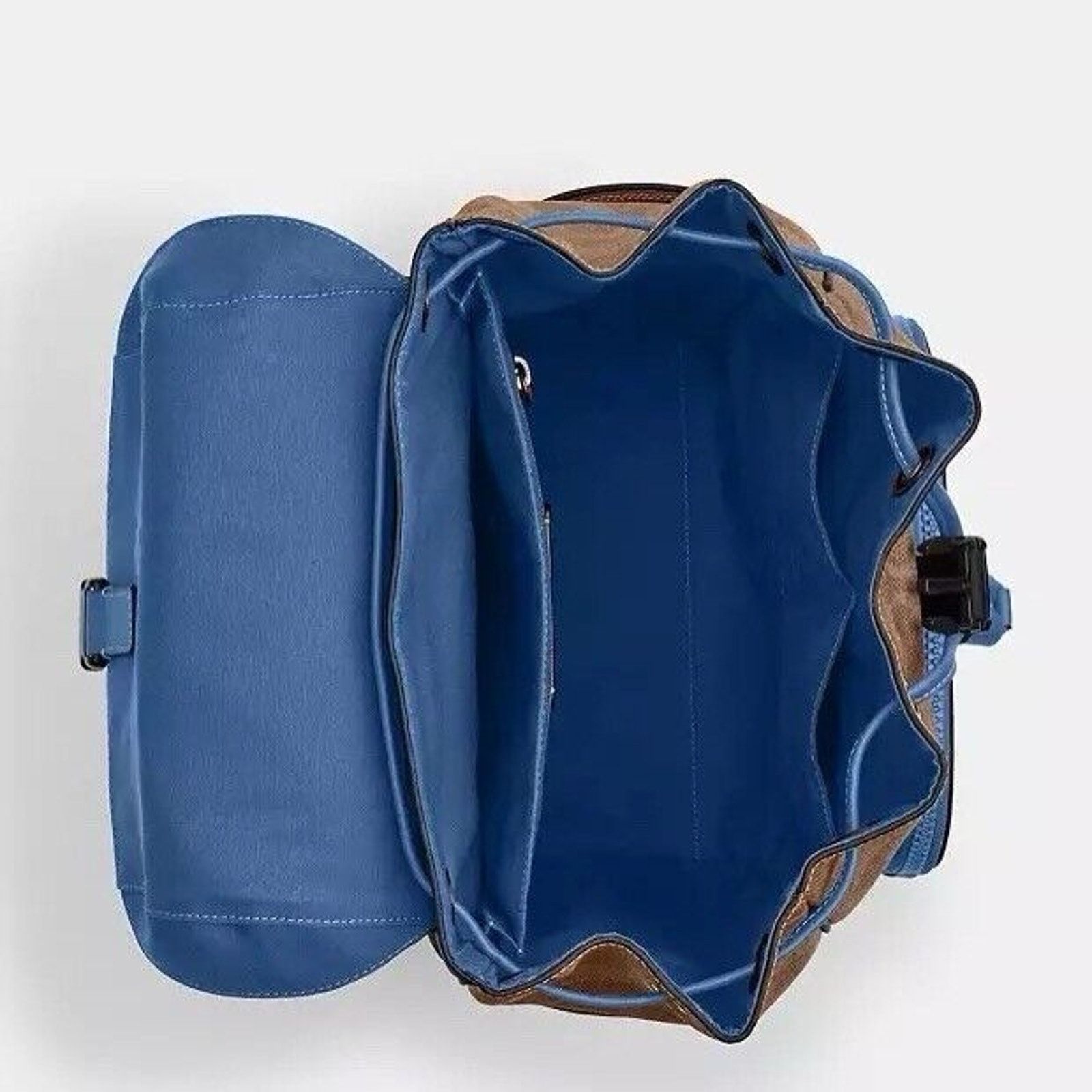 Coach NWT COACH CY775 Racer Backpack Canvas & Leather Tan/Blue Size ONE SIZE - 6 Thumbnail