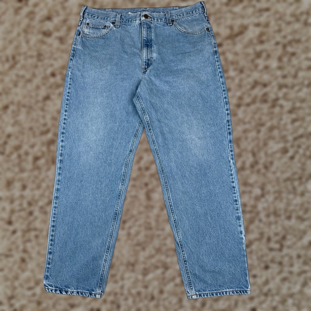 Carhartt Carhartt Jeans Adult 40 Blue Denim Relaxed Fit 100% Cotton Straight 37x30 Jeans Size US 40 / EU 56 - 1 Thumbnail