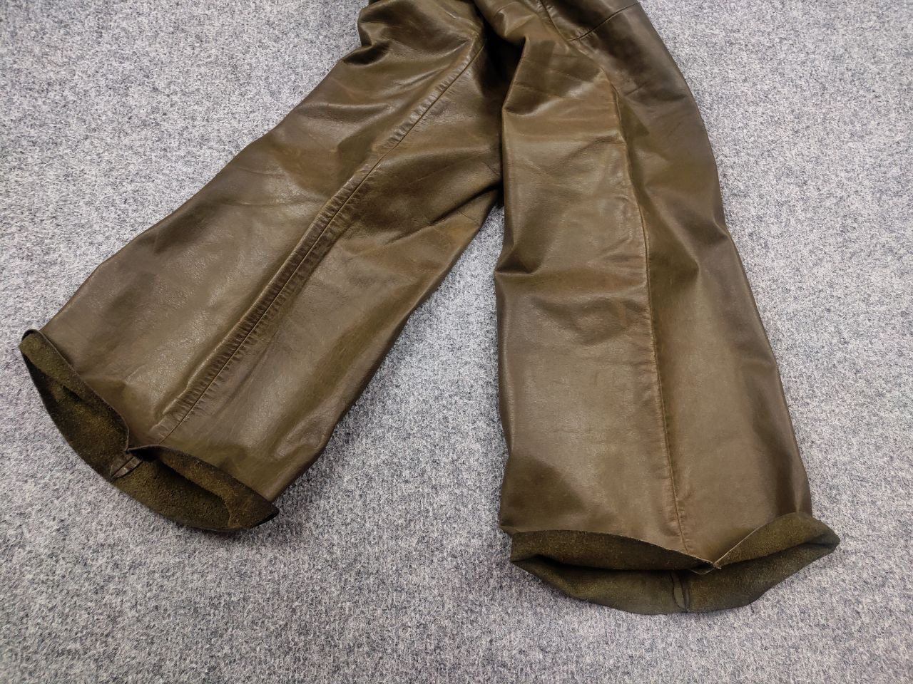 If Six Was Nine Leonardo Vintage Dark Green Faded Leather Flared Pants Y2K Size 36" / US 14 / IT 50 - 5 Thumbnail