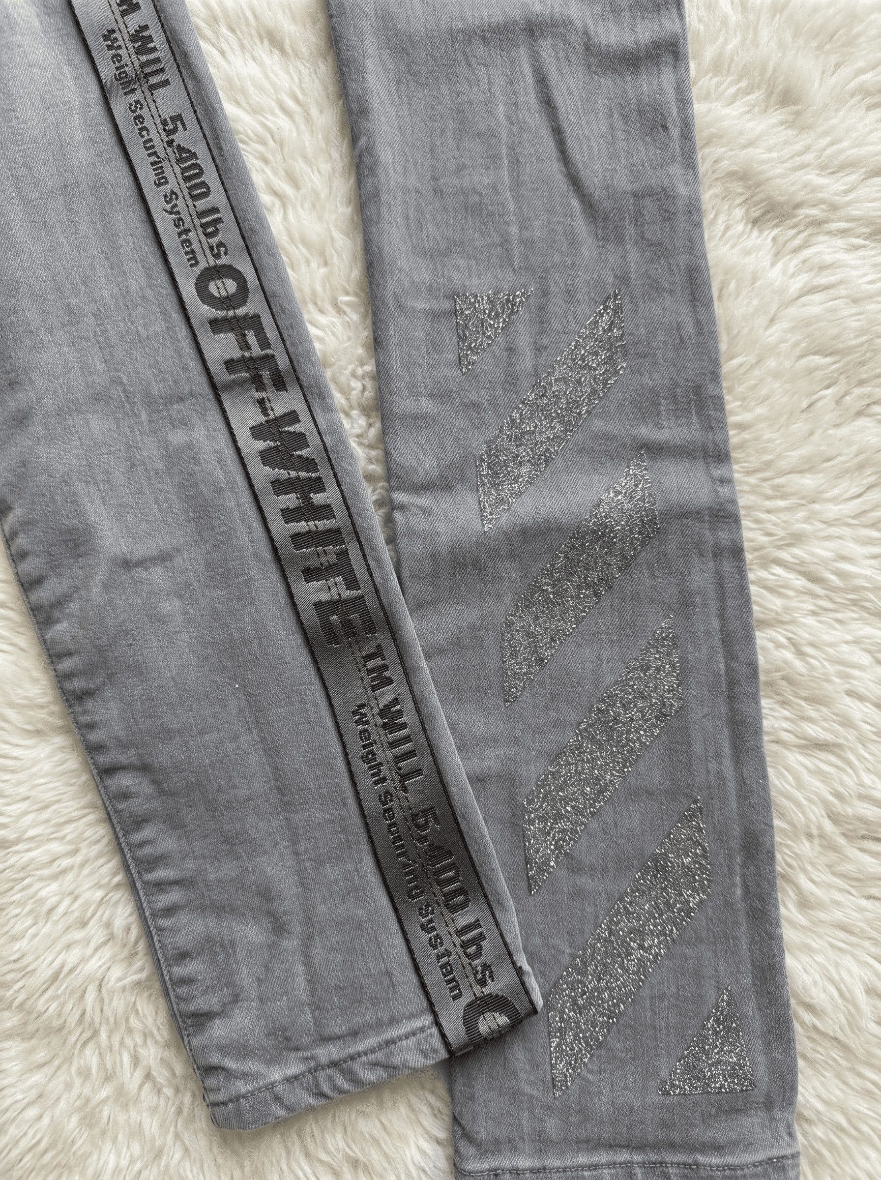 Off-White Off-White Diag Strap Skinny Denim Pants Grey Size 26 Size 26" / US 2 / IT 38 - 4 Thumbnail