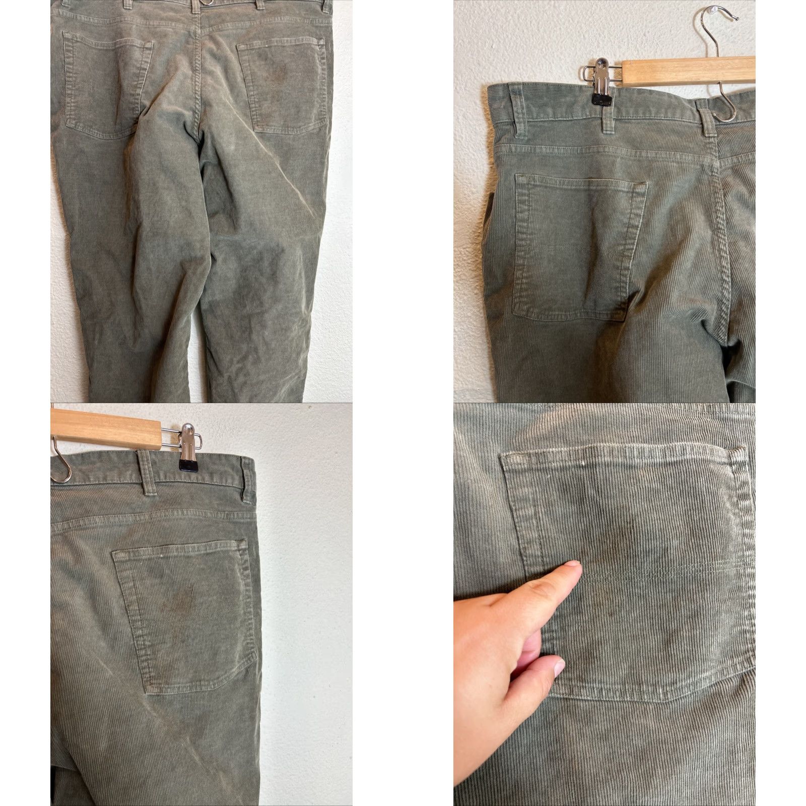 Vintage L.L Bean Stretch Country Corduroy Pants Olive Green 40x30 Men Regular Straight Chino Flat Front Button Zip Comfort Stretch Machine Washable Size US 40 / EU 56 - 9 Thumbnail