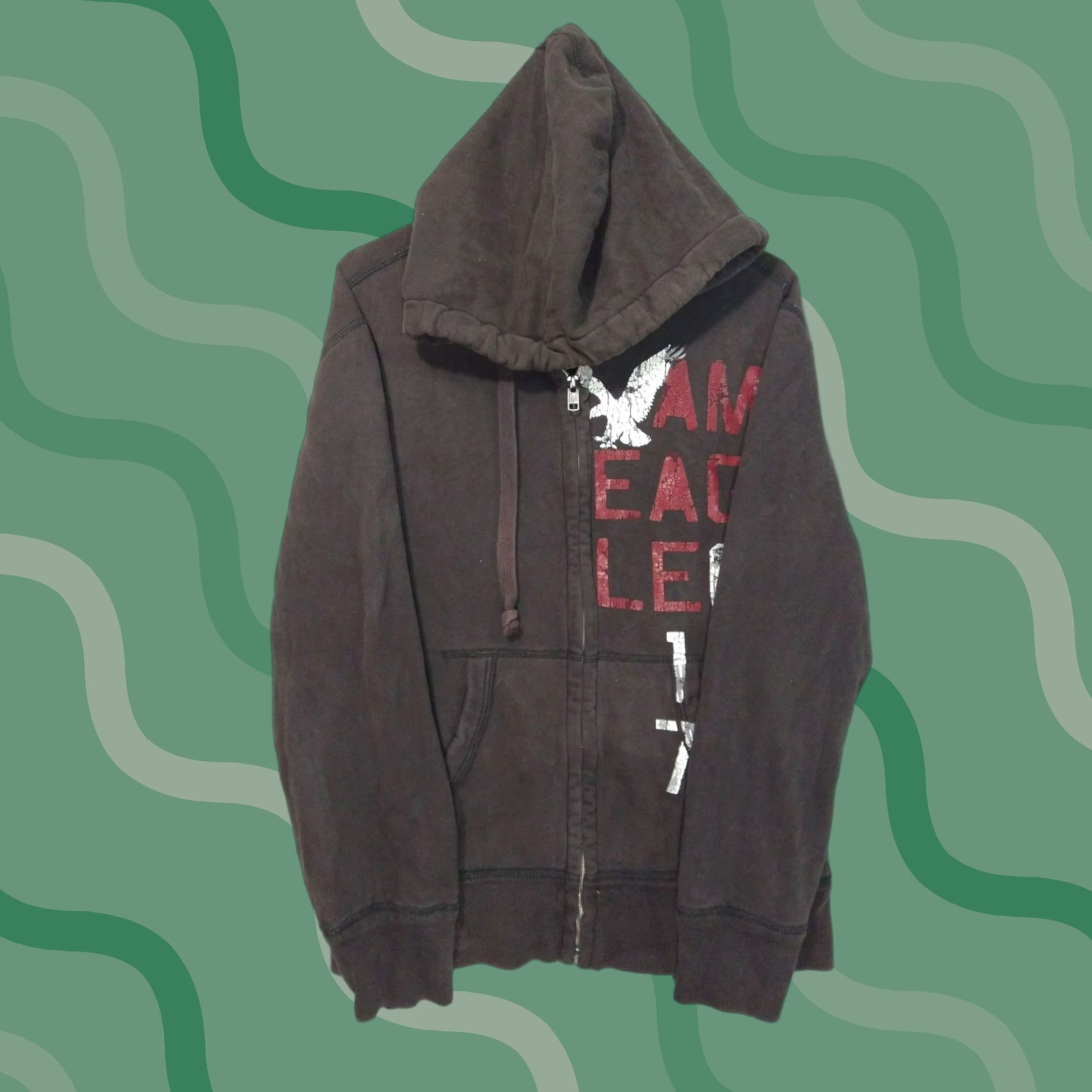 American Eagle Outfitters American Eagle Outfitters Hoodie Mens Medium Brown Full Zip Graphic Print Logo Sweatshirt Size US M / EU 48-50 / 2 - 1 Thumbnail