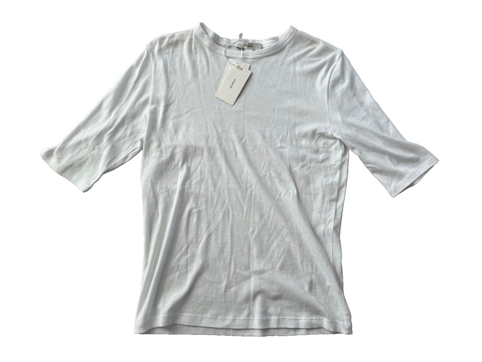 Vince Vince. Pima Cotton 3/4 Sleeve Top White ( L ) Size L / US 10 / IT 46 - 1 Thumbnail