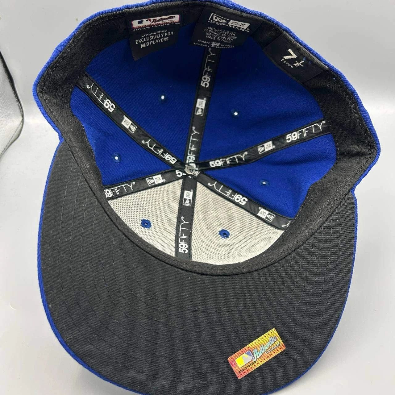 New Era New York Mets Hat Men 7 1/2 Blue Black Embroidered Fitted Size ONE SIZE - 2 Thumbnail