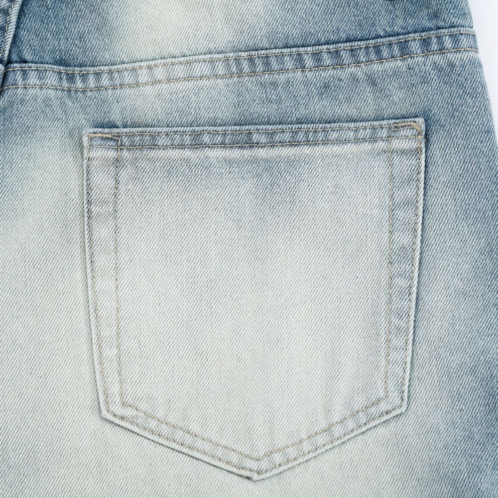 Jean Men's punk gradient distressed loose washed denim jeans Size US 32 / EU 48 - 5 Thumbnail