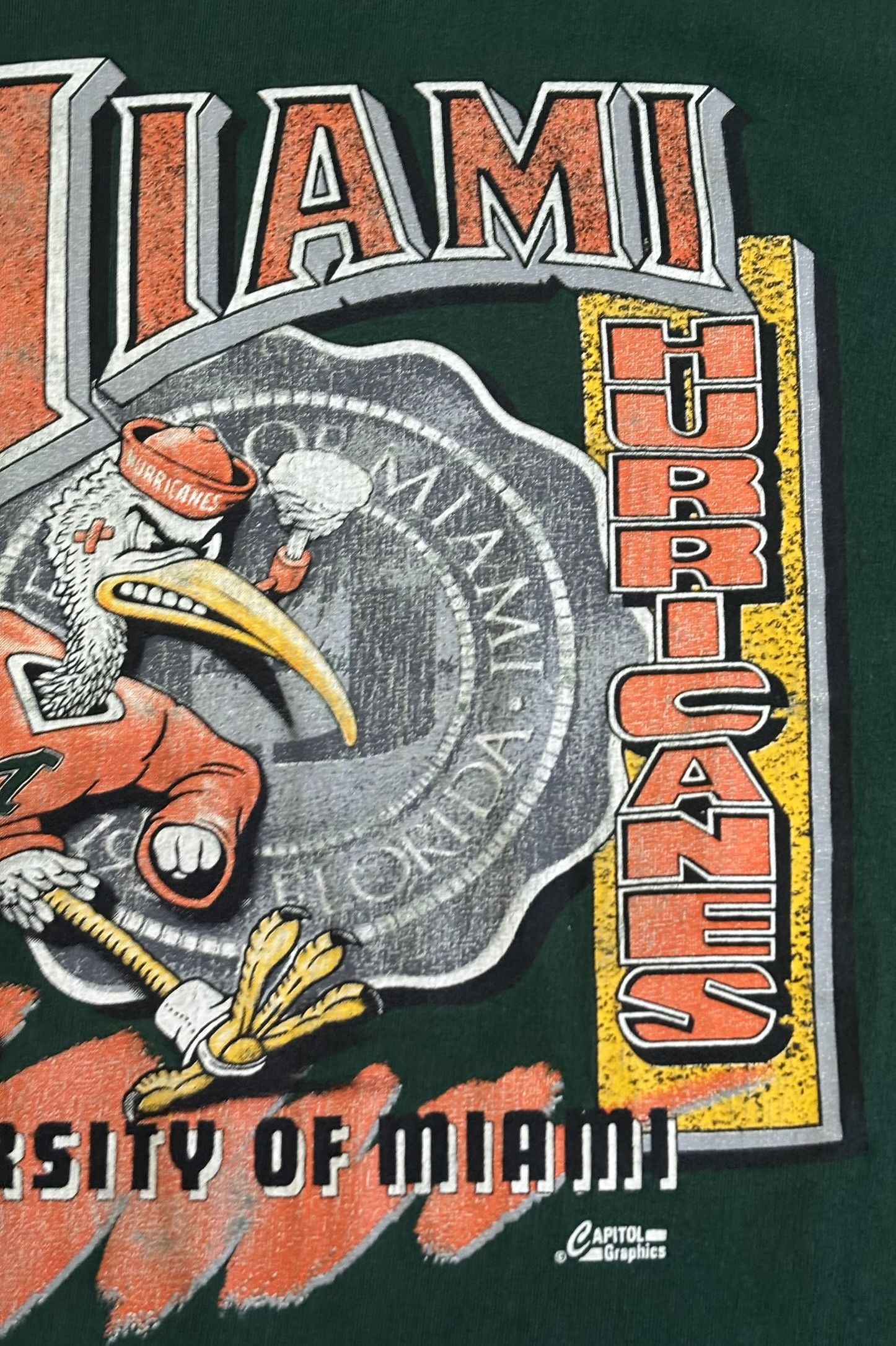 Vintage Miami Hurricanes Capitol Graphic T-Shirt vintage 90s size. L Size US L / EU 52-54 / 3 - 8 Thumbnail