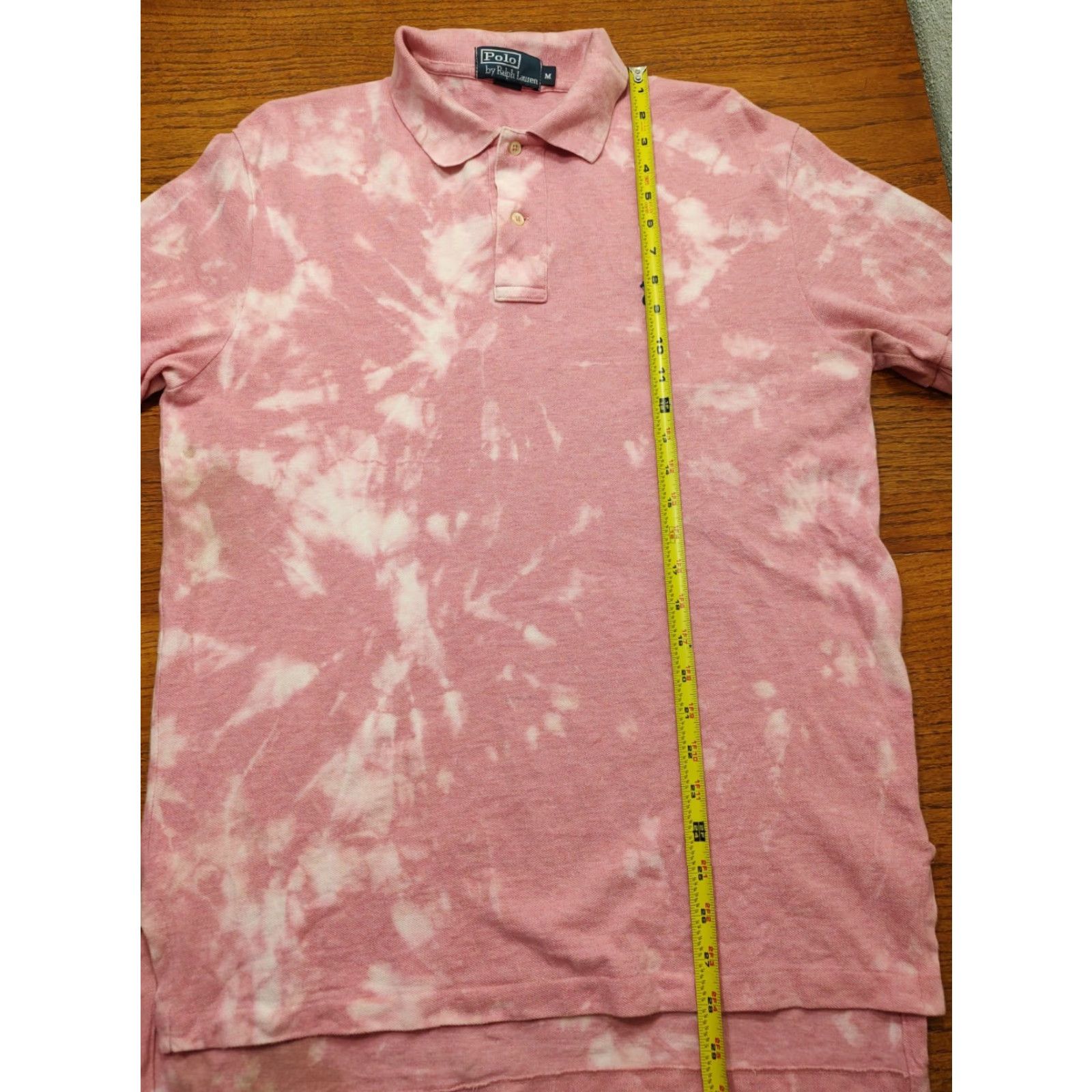 Polo Ralph Lauren VINTAGE Polo Ralph Lauren Shirt Mens M Pink 100% Cotton Tie Dye Acid Wash Short Sleeve Polo Shirt College 90s USA Mens Size US M / EU 48-50 / 2 - 5 Thumbnail