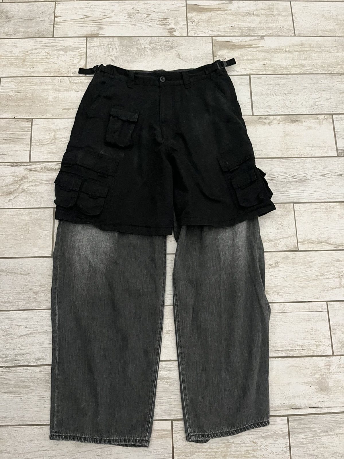 image of Balenciaga Hybrid Cargo Pants in Black, Men's (Size 34)