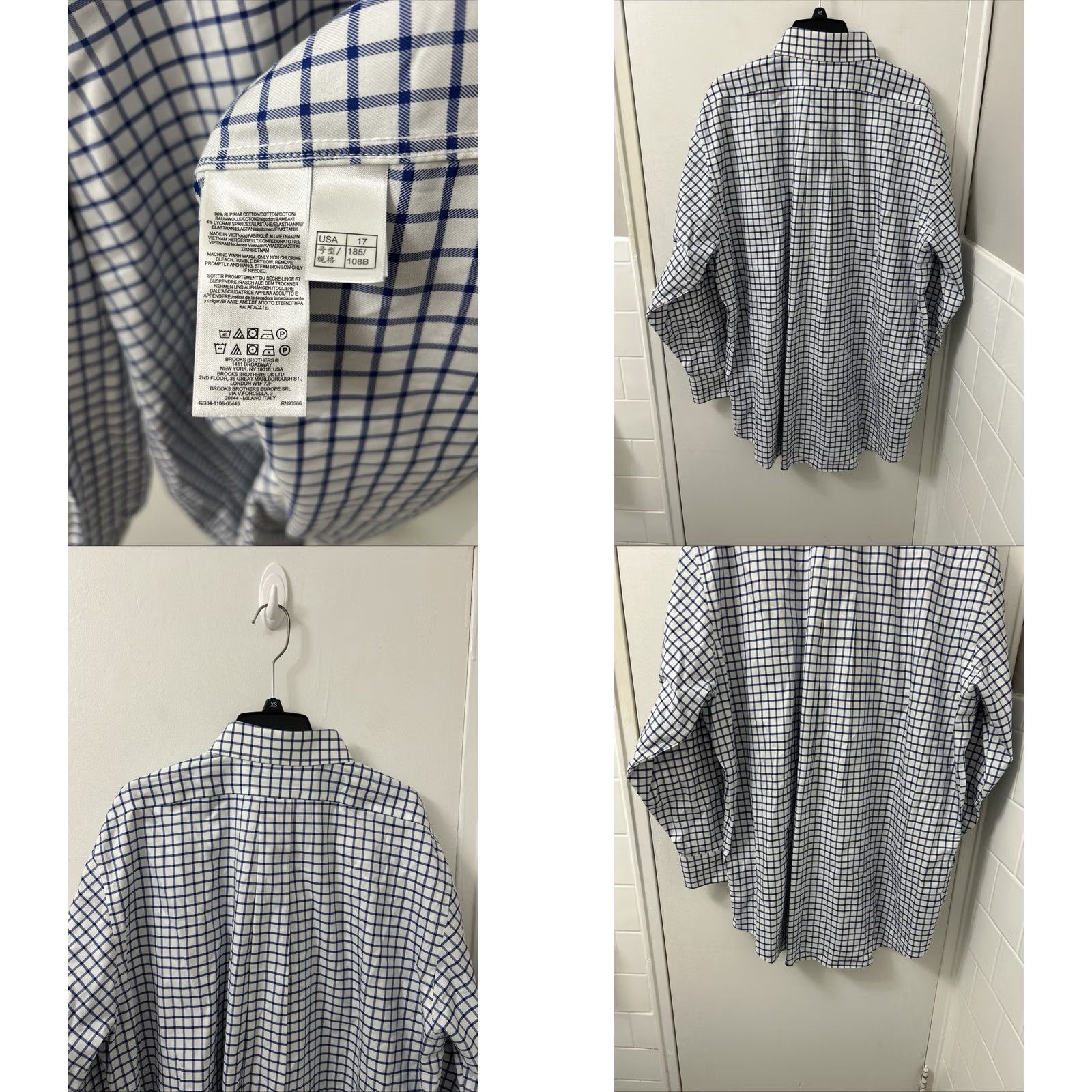 Brooks Brothers Brooks Brothers Shirt Mens 17 Blue Plaid Madison Fit Supima Non Iron Stretch Dress Shirt Size US XL / EU 56 / 4 - 8 Thumbnail