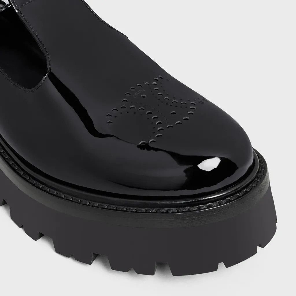 Celine o1bcso1str0724 Triomphe Perforated Patent Calfskin Black Size US 8 / IT 38 - 4 Thumbnail