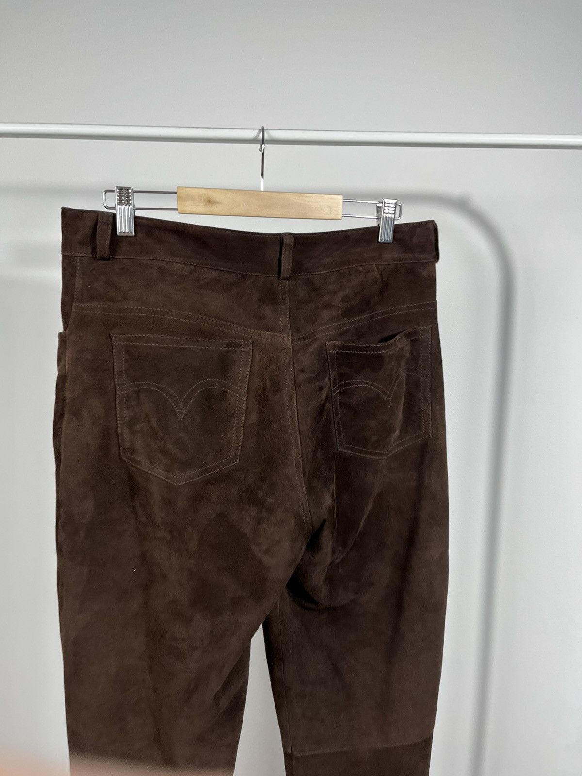 Leather Vintage Suede Leather Pants Brown Classic Fit Straight Leg Size US 32 / EU 48 - 12 Thumbnail