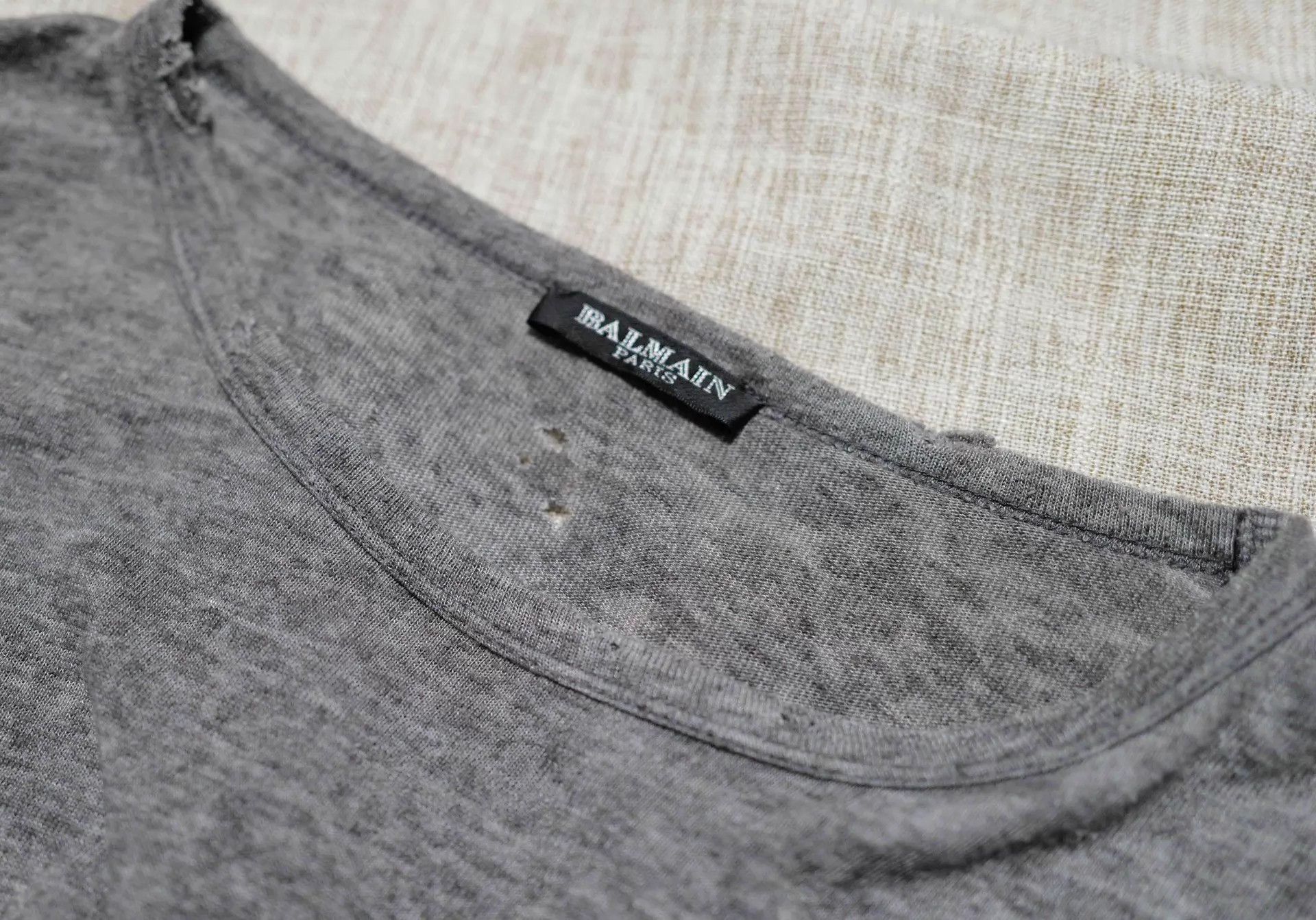 Balmain Balmain 09AW Snow Gray Destroyed LS T-shirt Size L / US 10 / IT 46 - 3 Thumbnail