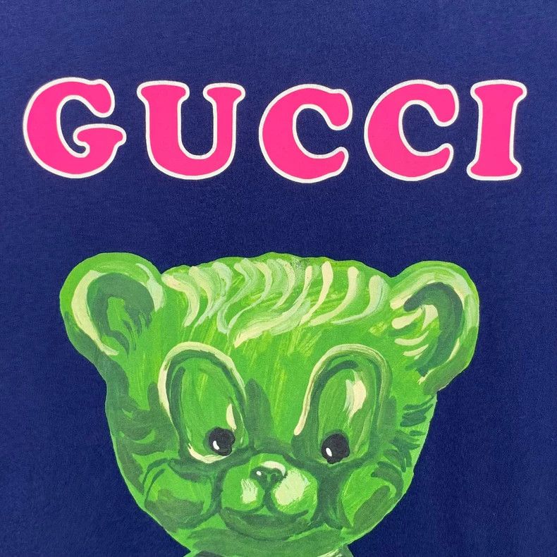 Gucci Gucci Dark blue logo letter bear print round-neck cotton sh Size US M / EU 48-50 / 2 - 5 Thumbnail