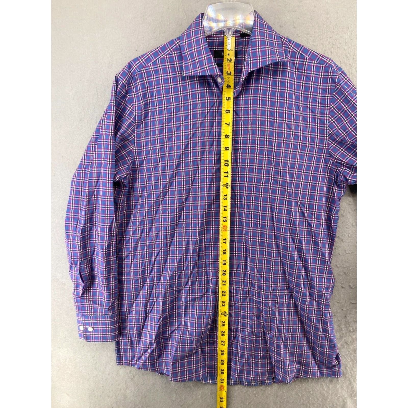 Hugo Boss Hugo Boss Mens Purple Plaid Button Up Sharp Fit 16 Long Sleeve Shirt Size US L / EU 52-54 / 3 - 6 Thumbnail