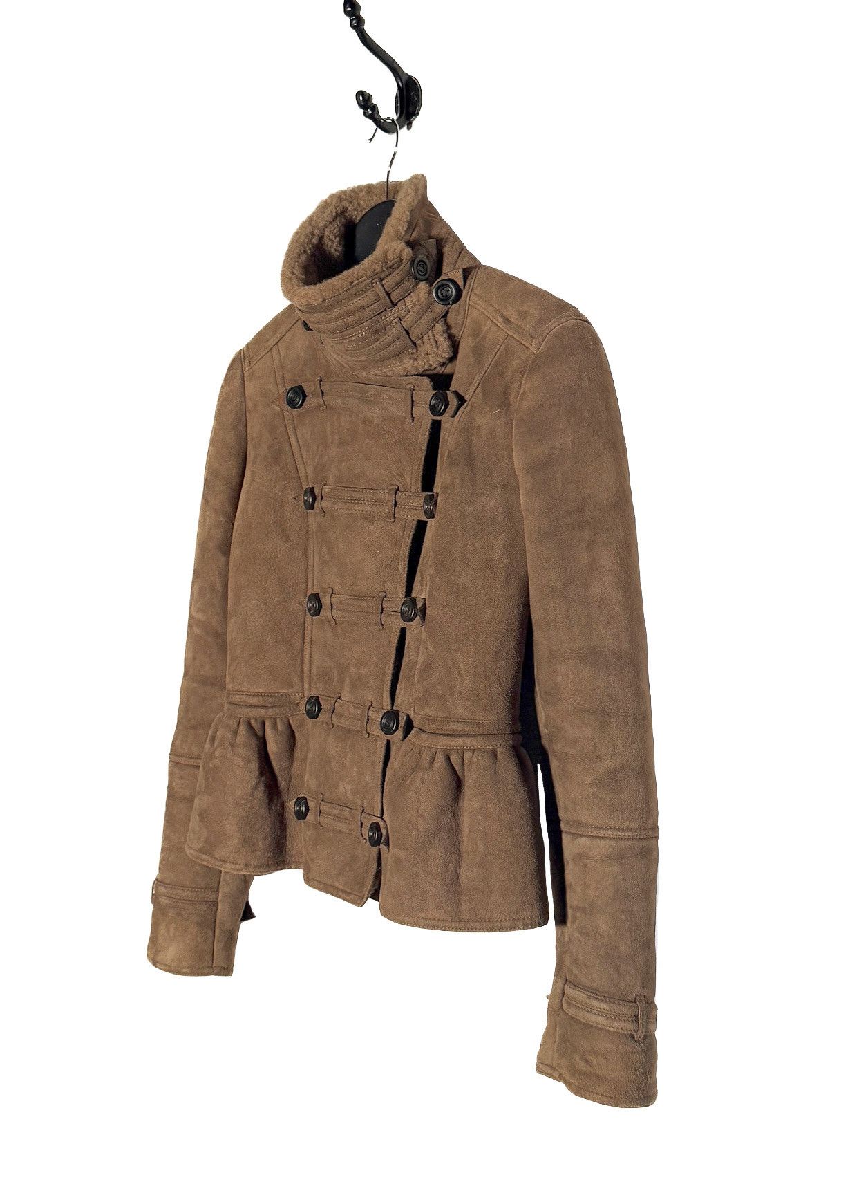 Burberry Prorsum Burberry Prorsum FW12 Runway Beige Peplum Shearling Jacket Size S / US 4 / IT 40 - 2 Thumbnail