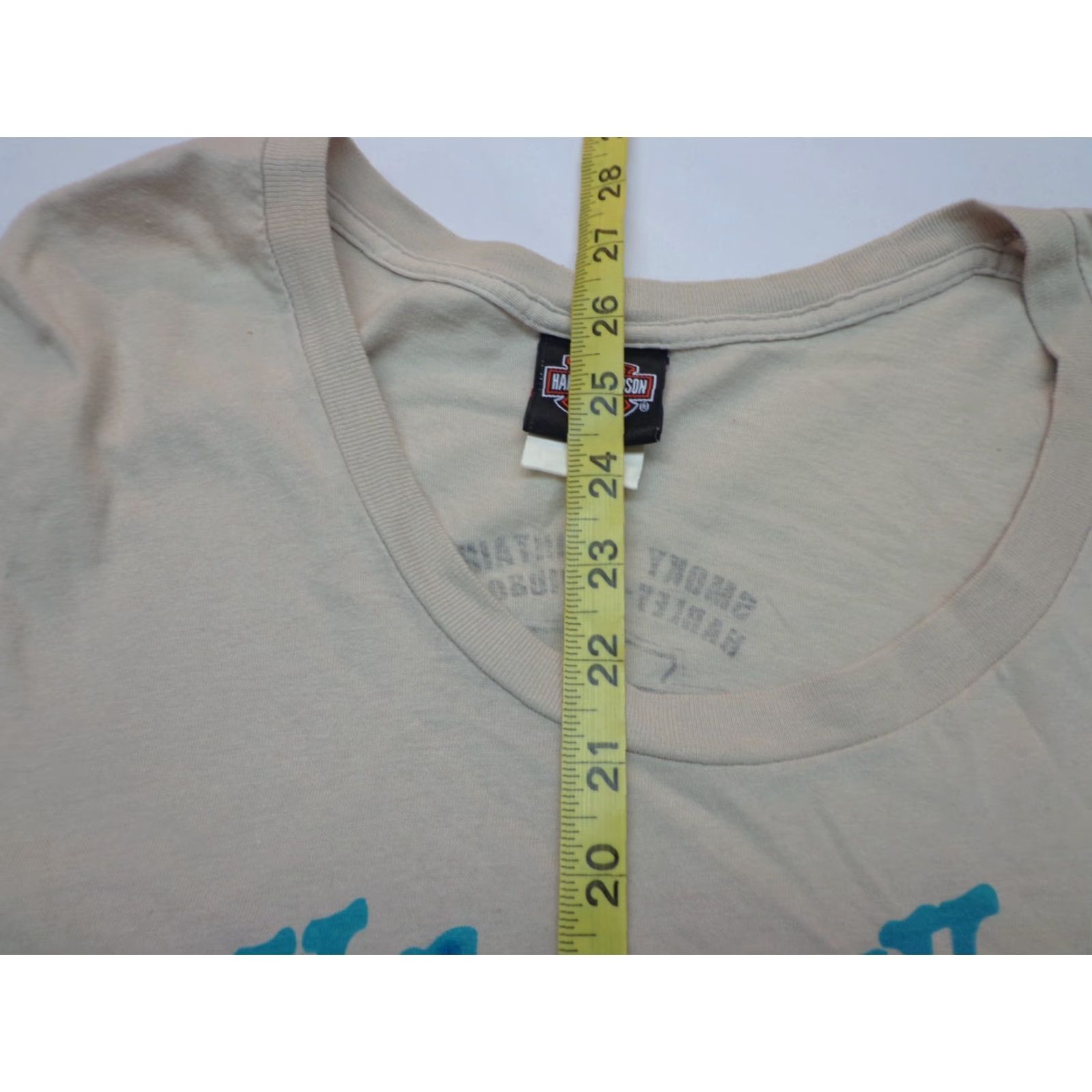 Harley Davidson Harley-Davidson T Shirt Womens L Beige Short Sleeve Scoop Neck Casual Knit Basic Motorcycle - 90s? (no) Size L / US 10 / IT 46 - 6 Thumbnail