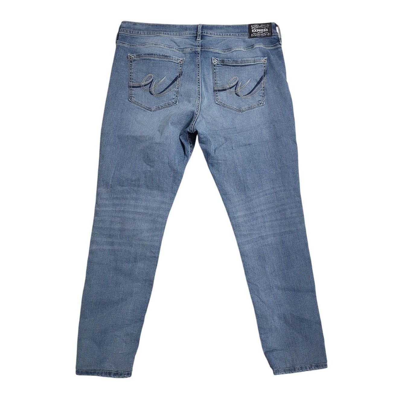 Express Express Light Wash Stretch + Mid Rise Legging Jeans - Sz 16L Size 38" / US 16 / IT 52 - 2 Thumbnail