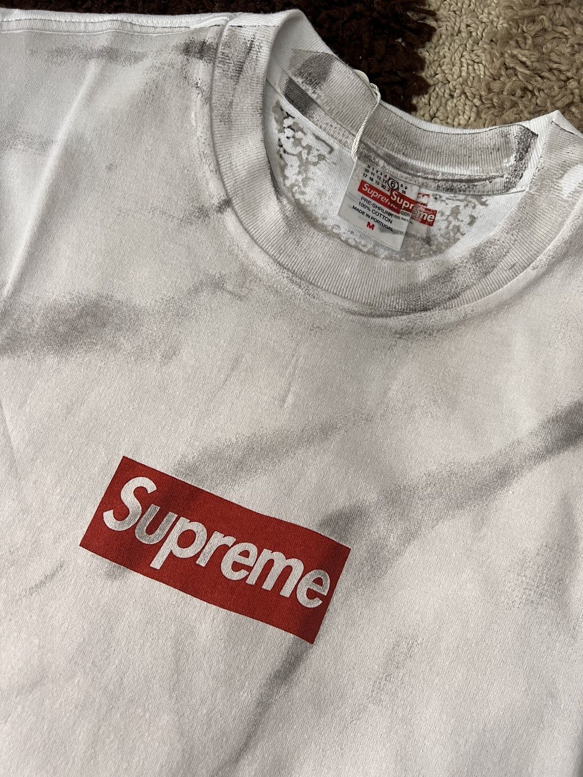 image of Maison Margiela x Supreme Mm6 Box Logo in White, Men's (Size Large)