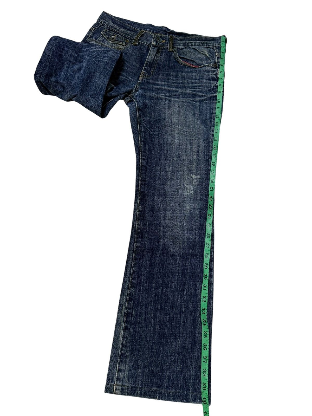 Japanese Brand Flared Jeans Russ.k Distressed Denim Nice Design Boot Cut Size US 33 - 13 Thumbnail