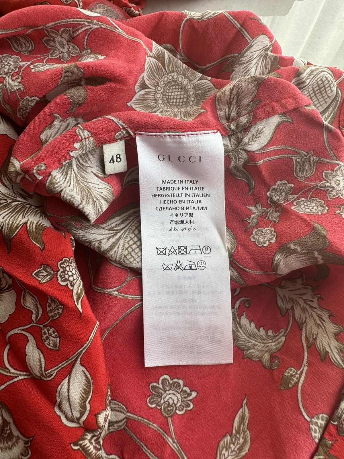 Gucci Gucci SS17 Red Silk Floral Shirt Sz.48 Size US M / EU 48-50 / 2 - 6 Thumbnail