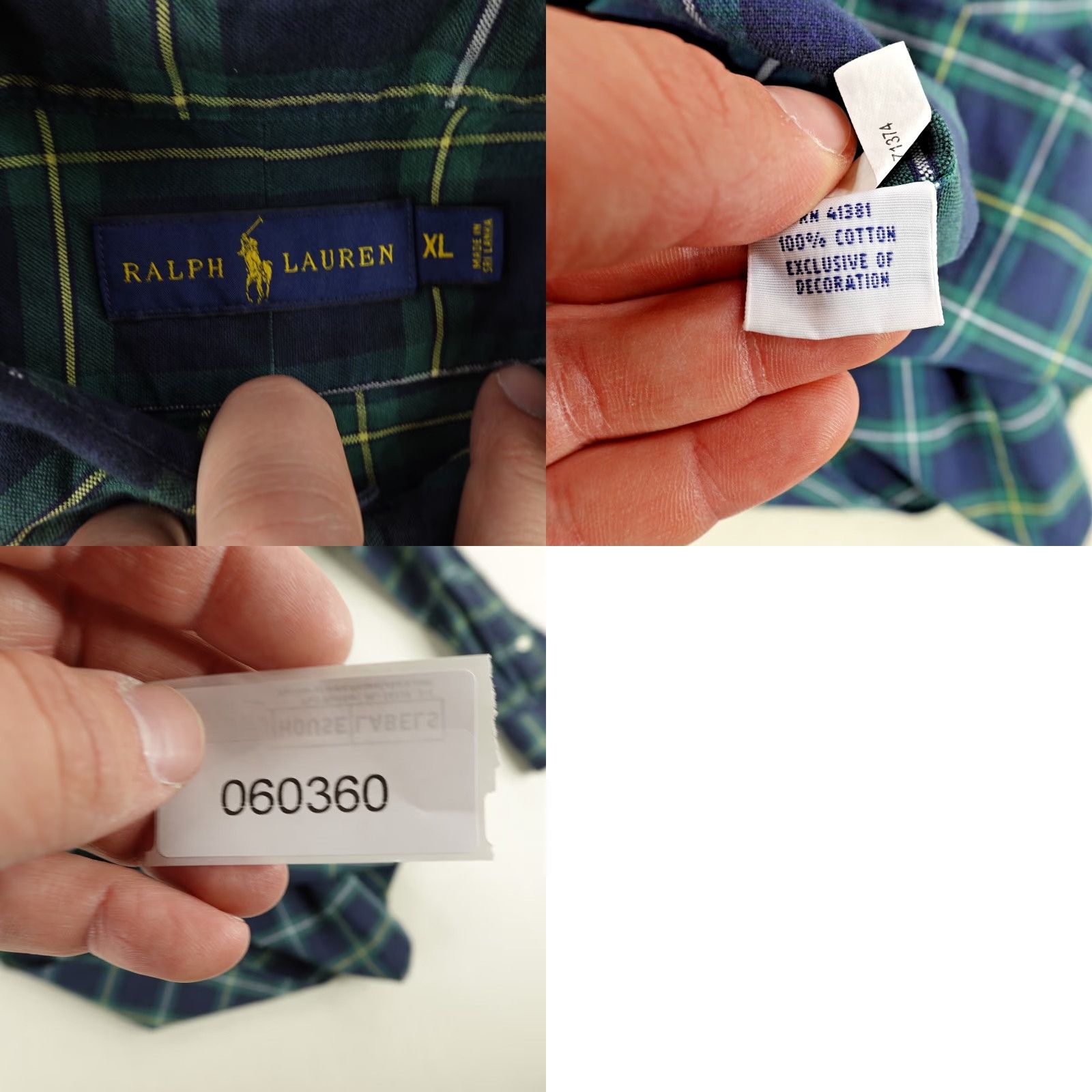 Ralph Lauren VINTAGE Ralph Lauren Shirt Mens XL Blue Green Plaid Flannel Button-Up Pony Logo (Classic Outdoor Preppy) Men’s XL Blue Plaid Shirt Size US XL / EU 56 / 4 - 8 Thumbnail