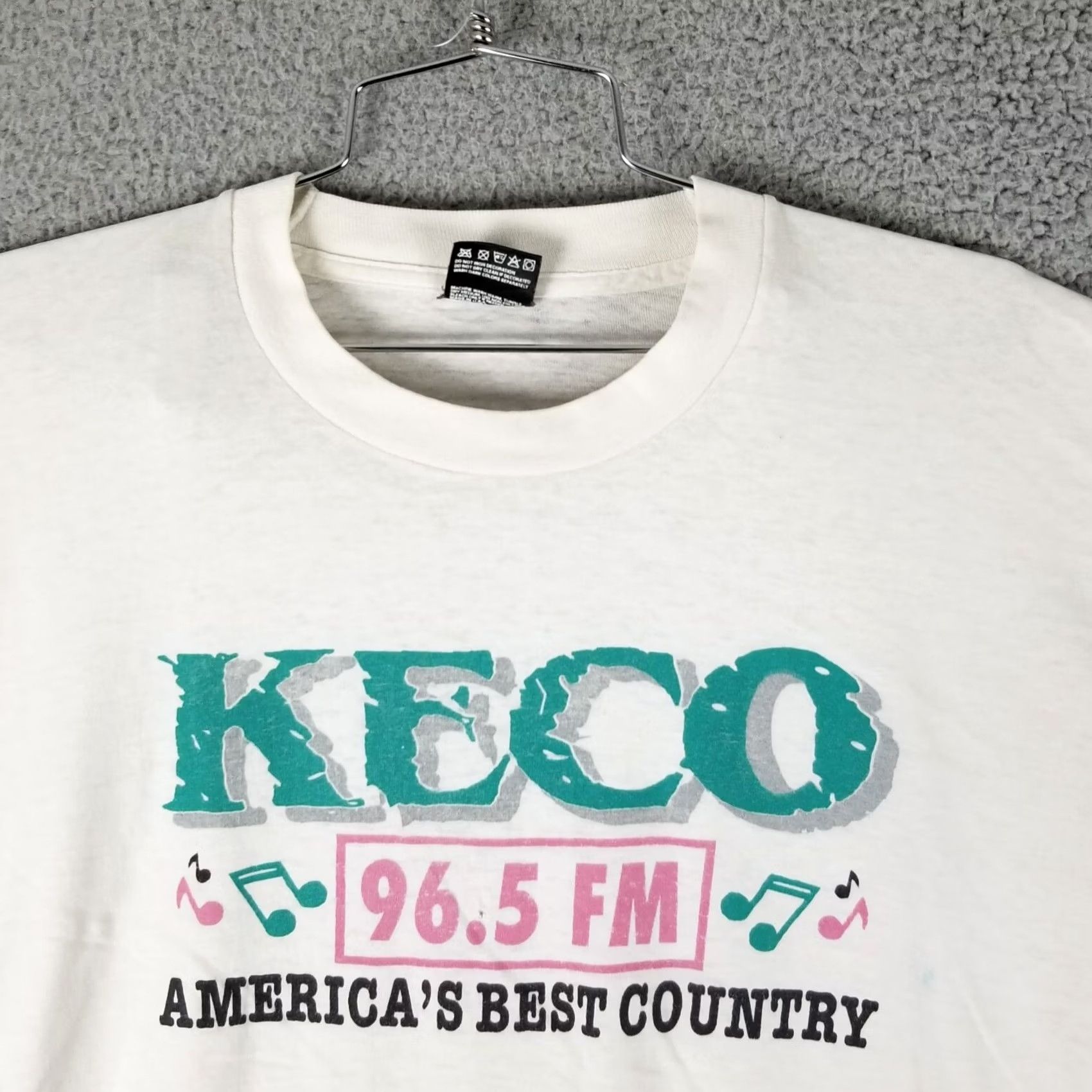 Vintage VTG Keco 96.5 Oklahoma City Country Radio Station T-Shirt Medium Mens White 80s 90s Music Cowboy Stitch Logo Double Sided Slim FOTL T-Shirt Size US M / EU 48-50 / 2 - 3 Thumbnail