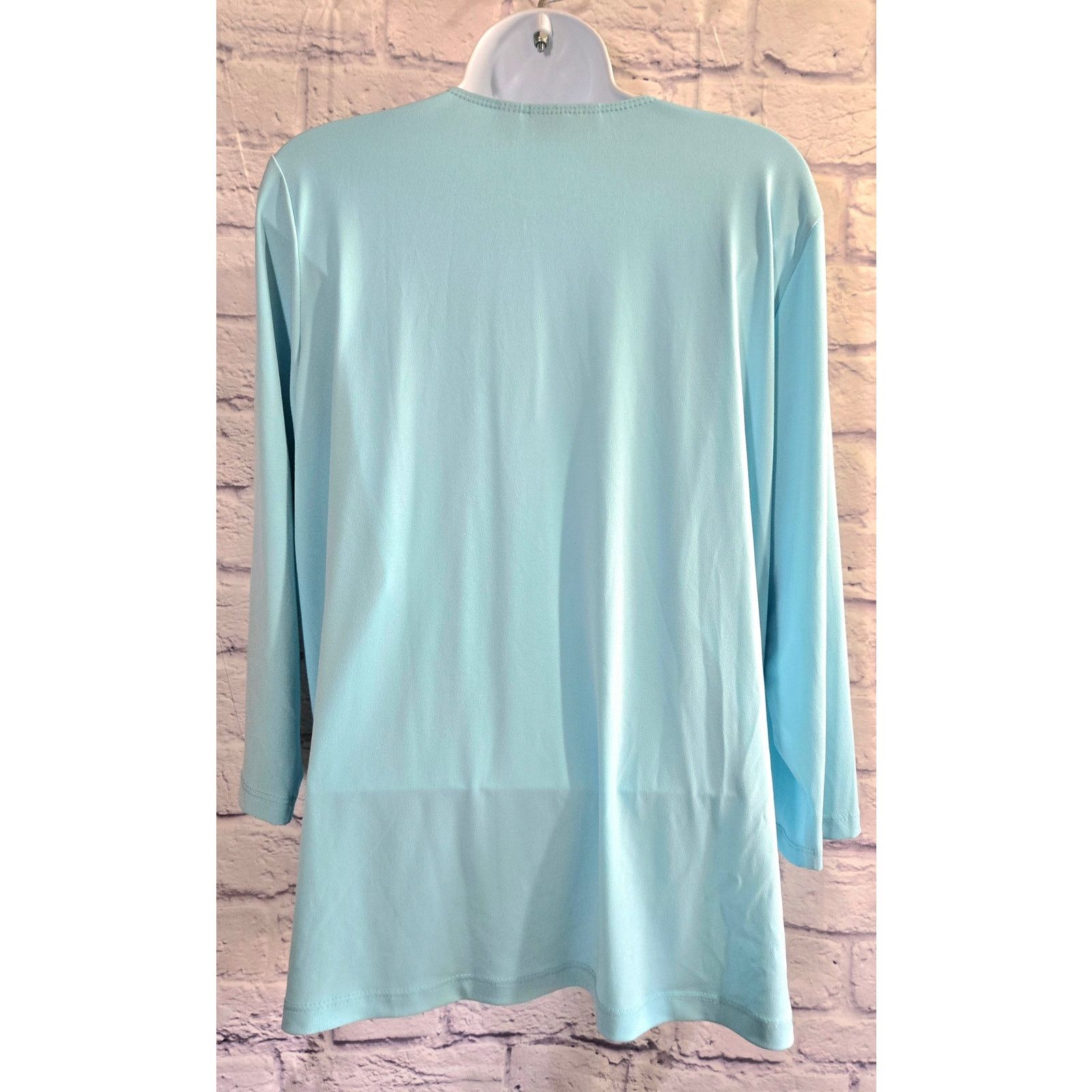 Other Susan Graver Blue Beaded Bodice Top Medium Liquid Knit Size M / US 6-8 / IT 42-44 - 3 Thumbnail