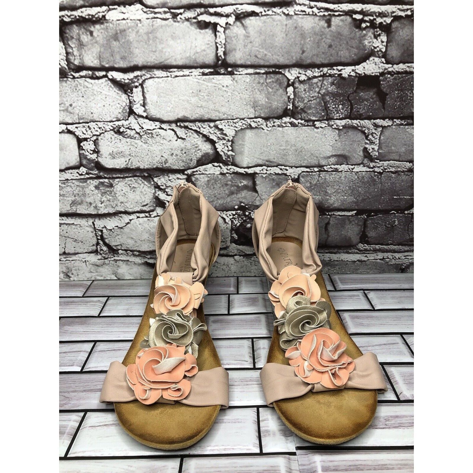 Other Patrizia Blush Pink Flower Faux Leather Harlequin Wedge Sand Size US 7.5 / IT 37.5 - 2 Thumbnail