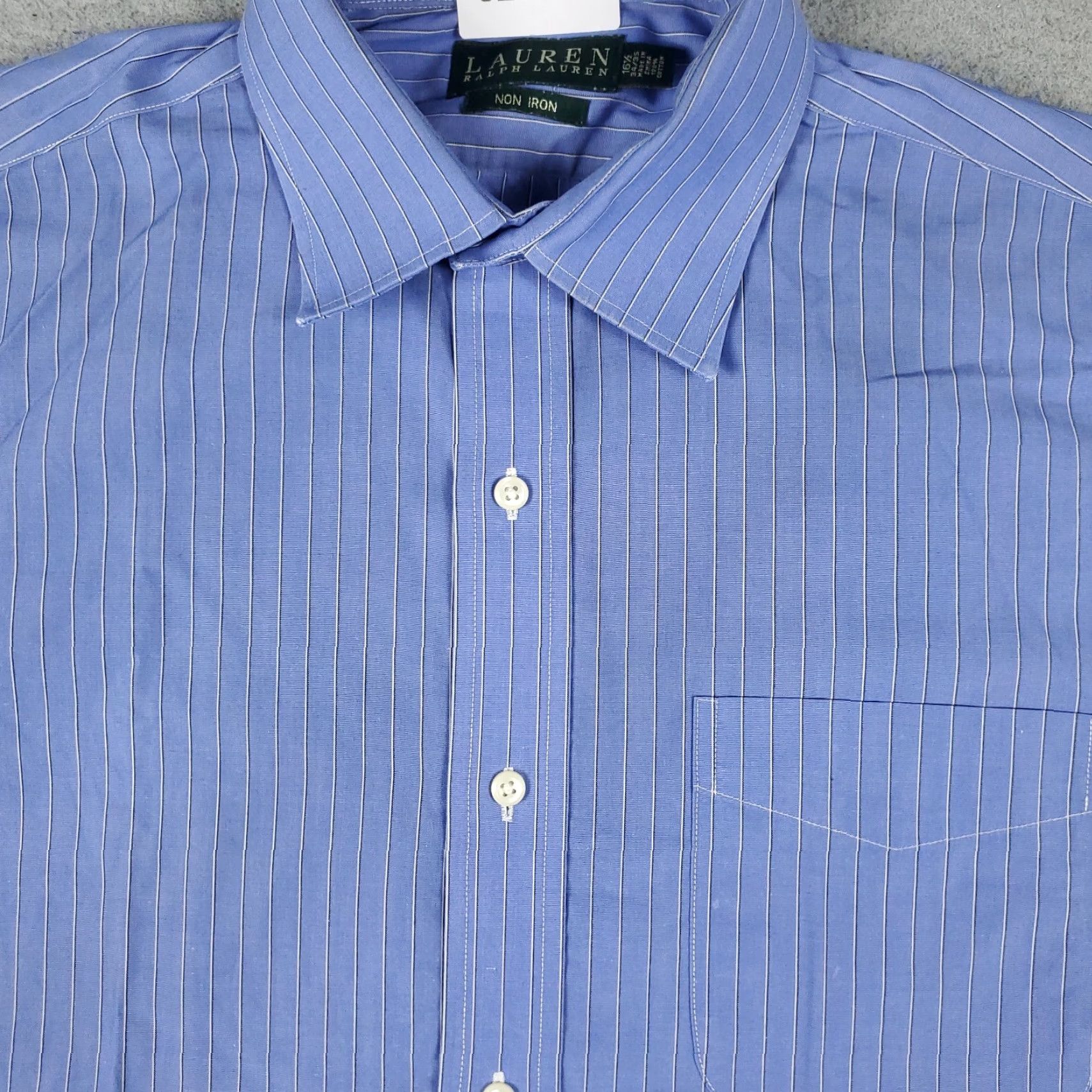 Ralph Lauren Ralph Lauren Shirt Mens 16.5 Blue Striped Dress Shirt Button-Down Long Sleeve Cotton Woven Regular Classic Size 42R - 4 Thumbnail
