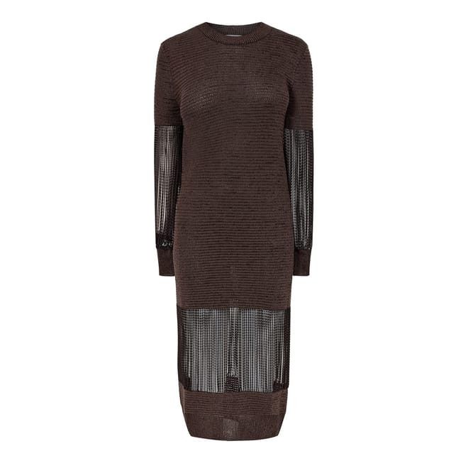 Bottega Veneta Bottega Veneta Crew Neck Midi Sweater Dress in Brown Size L / US 10 / IT 46 - 1 Thumbnail