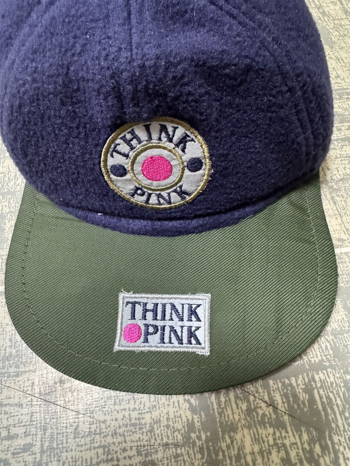 Japanese Brand × Vintage Vintage 80s Think Pink Cap Fleece Polartec Size ONE SIZE - 4 Thumbnail