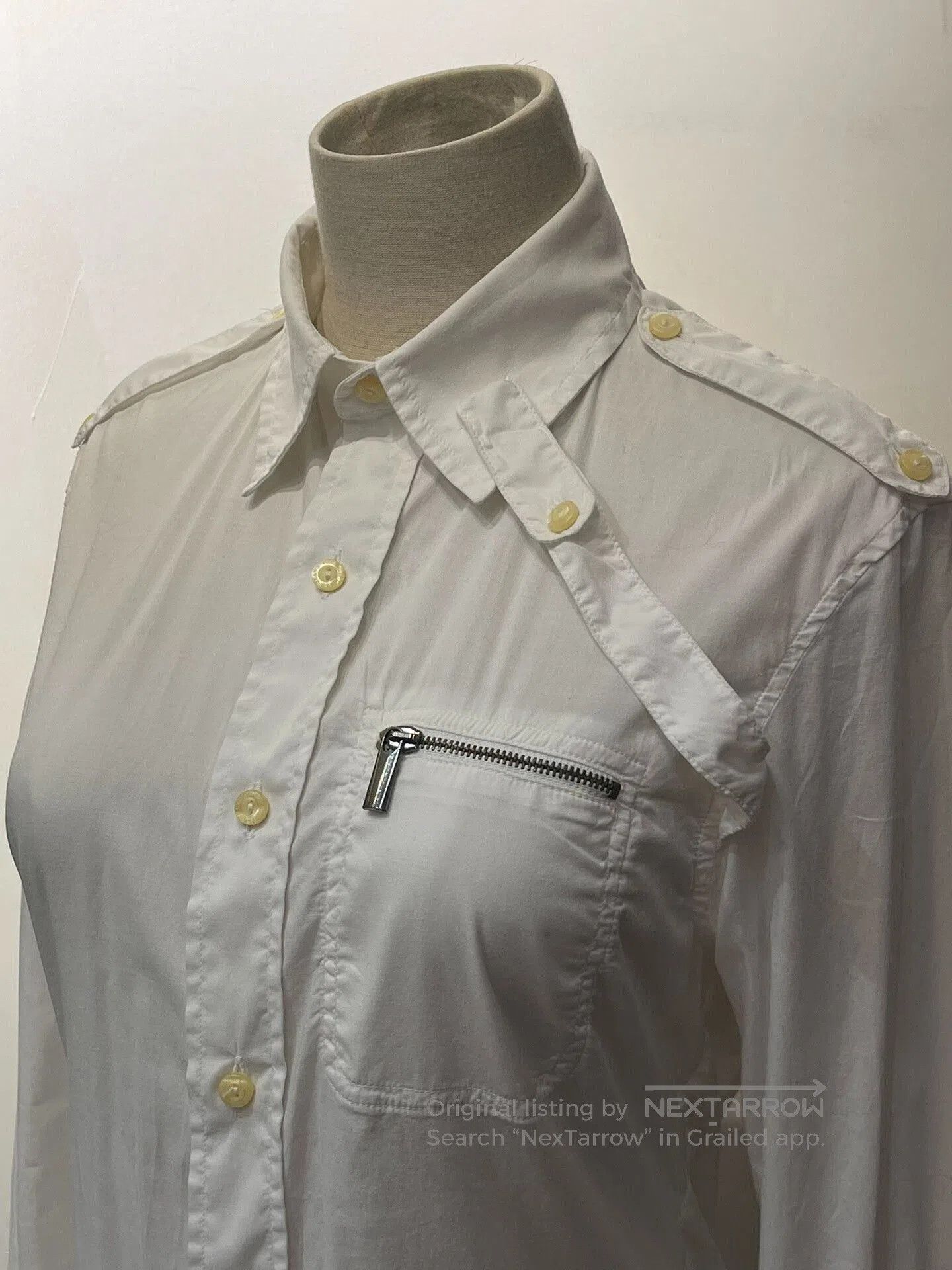 Jean Paul Gaultier Jean Paul Gaultier Military Style White Shirt. Size US L / EU 52-54 / 3 - 1 Thumbnail