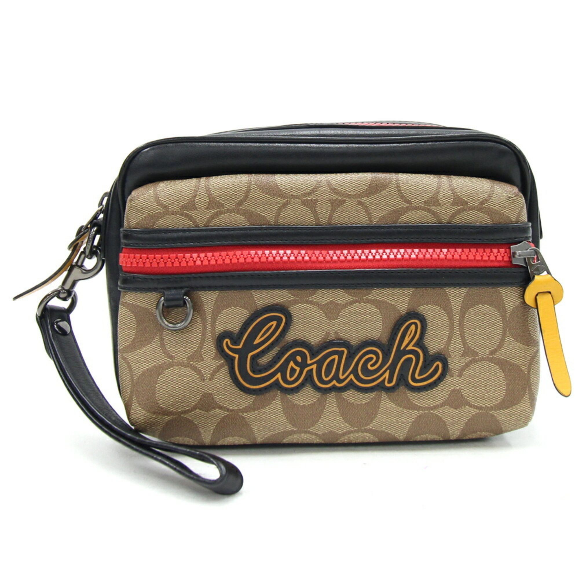 Coach Coach Clutch Bag Signature F73254 Beige Black PVC Leather Second Pouch Men's COACH Size ONE SIZE - 1 Thumbnail