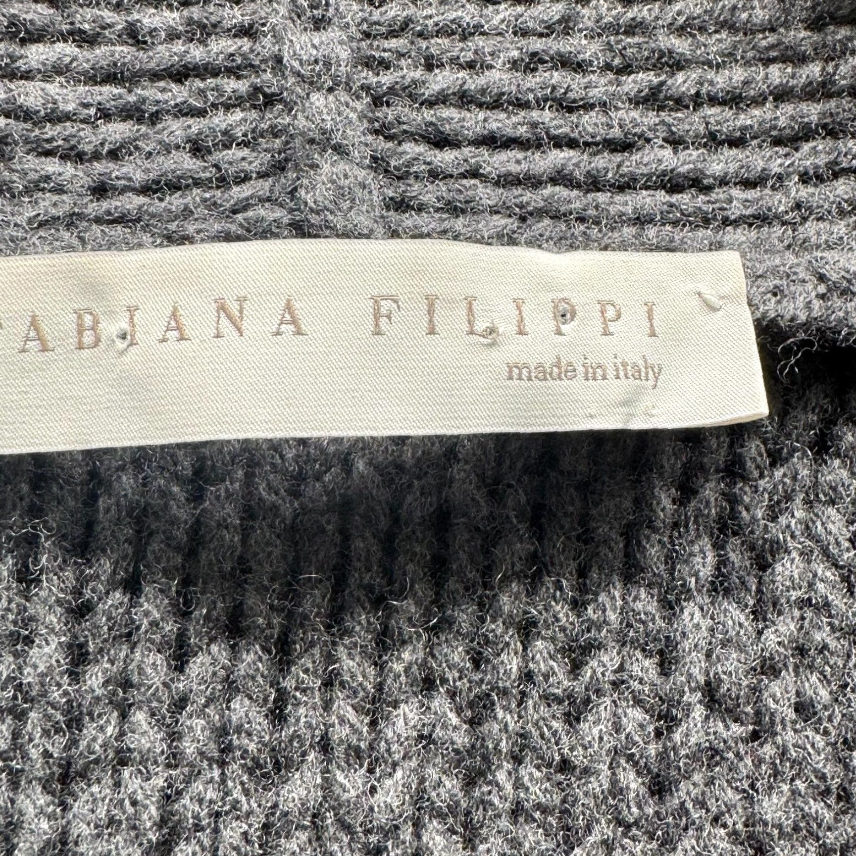 Fabiana Filippi Sweater Cardigan Womens Small Gray Fur Pocket Wool Italy