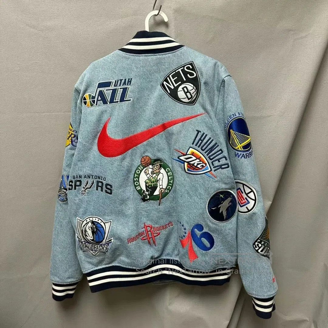 Nike supreme nike nba denim baseball jacket. Size US M / EU 48-50 / 2 - 4 Thumbnail