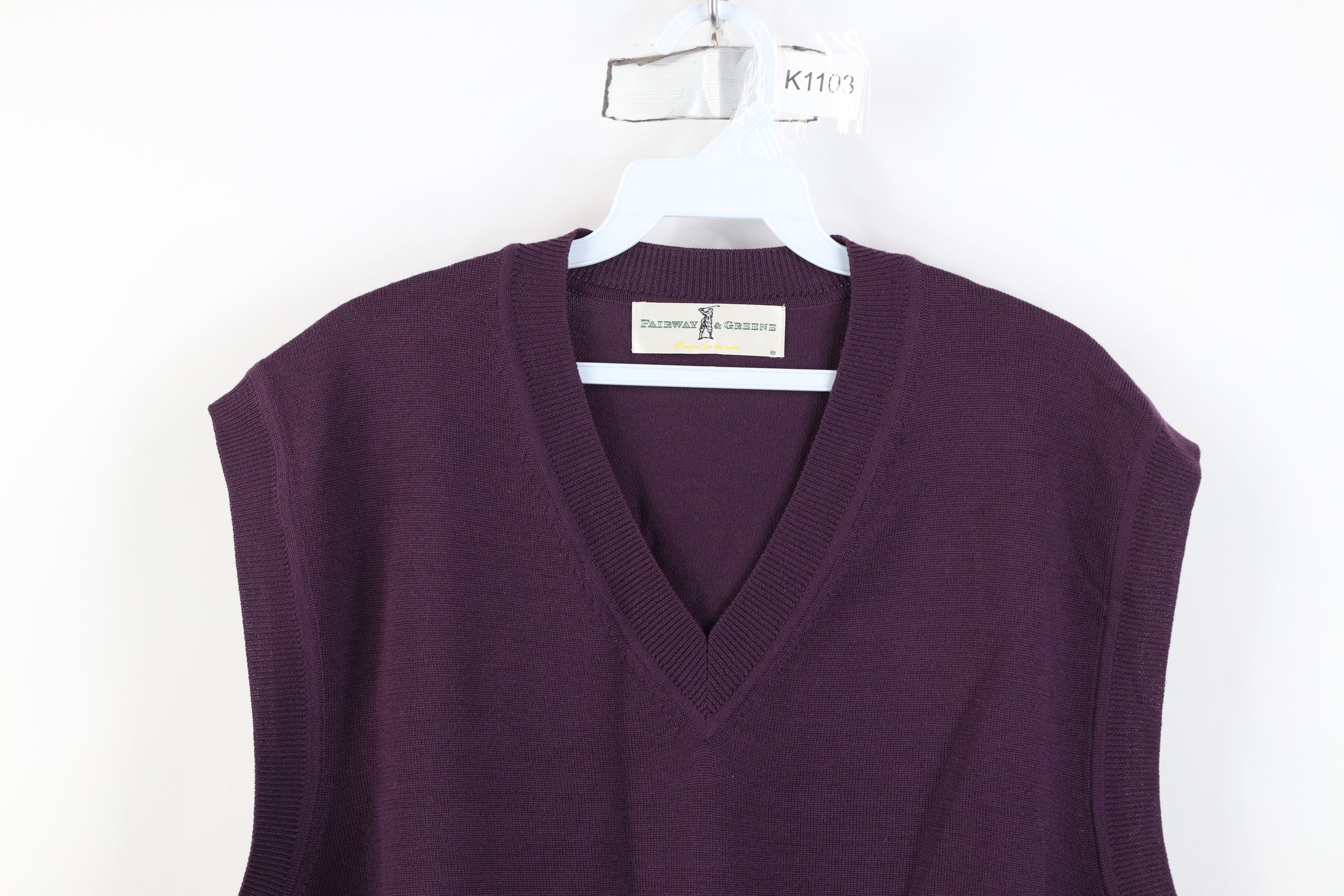 Vintage Vintage 90s Streetwear Wool Knit V-Neck Sweater Vest Purple Size US L / EU 52-54 / 3 - 2 Thumbnail