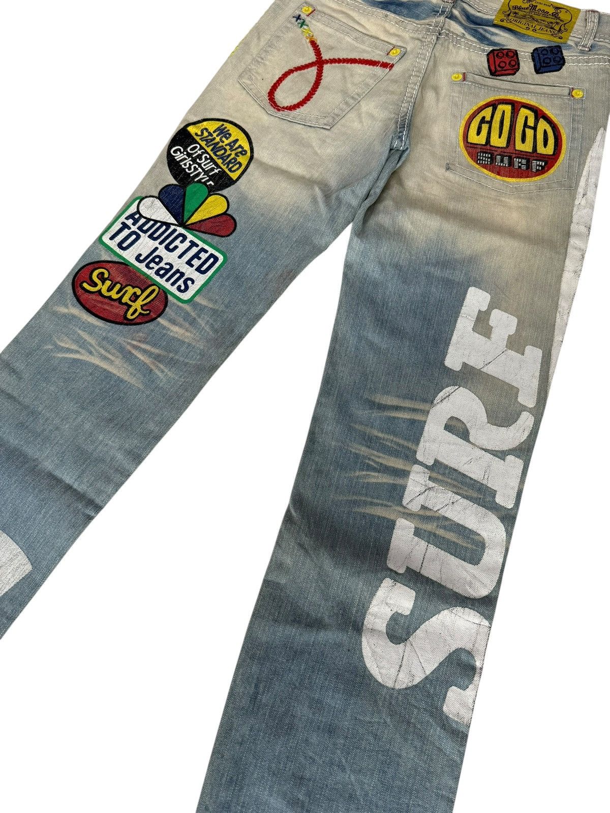 Japanese Brand Y2K Blue Moon Blue Denim Jeans Design Art Hippie Style Size US 28 / EU 44 - 23 Thumbnail