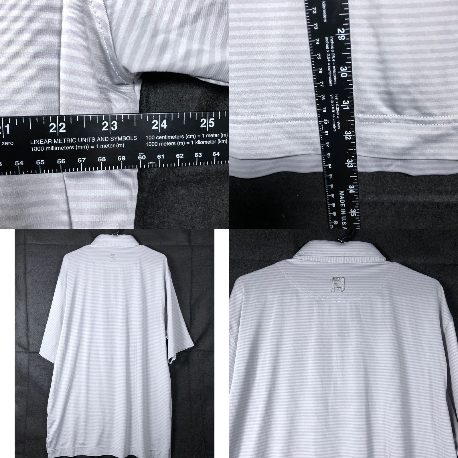 Footjoy FootJoy Mens Polo Shirt Gray Striped Athletic Short Sleeve XL Collared Button-Down Polo Shirt Mens Shirt Regular Size XS? Size US XL / EU 56 / 4 - 8 Thumbnail