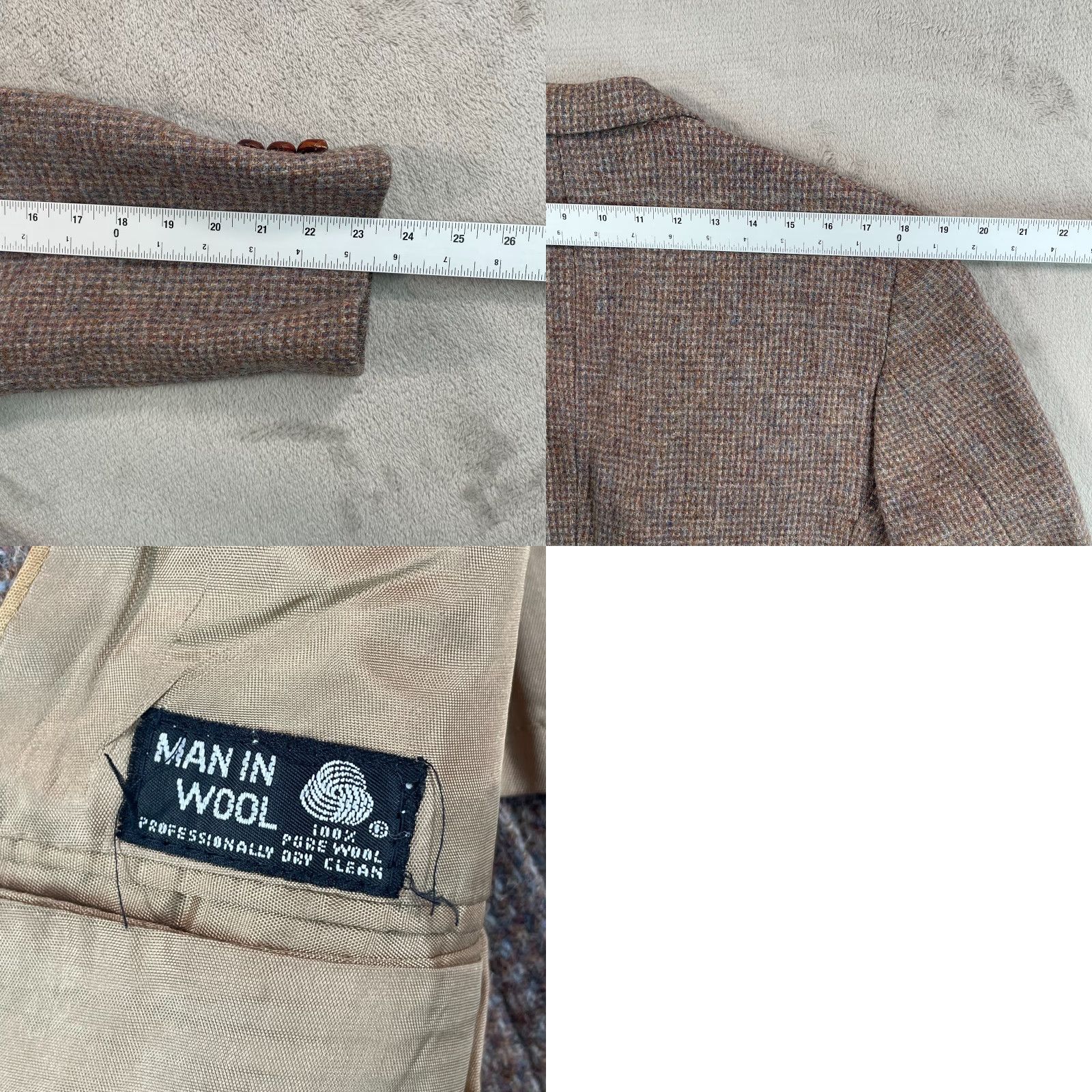 Harris Tweed VTG Harris Tweed Blazer Jacket Sport Coat Mens 42 Brown Blue Pure Wool USA Made Size 42R - 10 Thumbnail