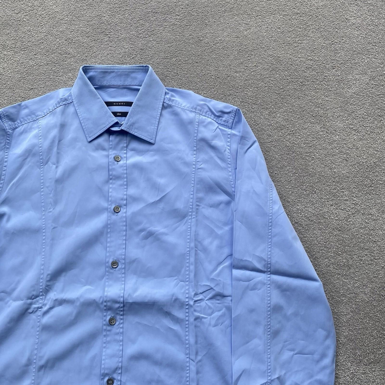 Gucci Gucci Men’s Button Up Shirt Blue Size 40/15.75 Size US M / EU 48-50 / 2 - 2 Thumbnail