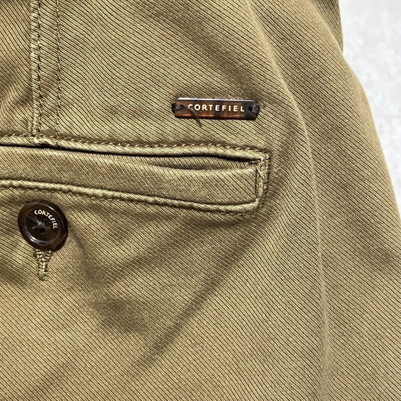 Other Cortefiel 42 Flat Front Dark Brown/Green Chino Pants (42x28) Size US 42 / EU 58 - 8 Thumbnail