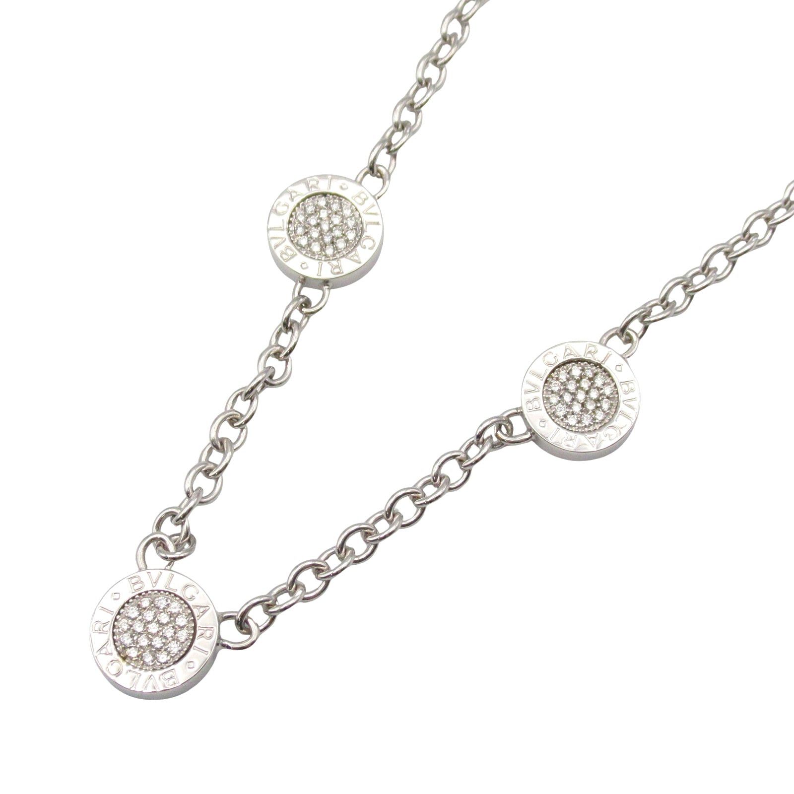 Bvlgari Bvlgari Bvlgari Necklace 3 Motifs K18Wg (White Gold) Diamond Onyx Clear Black Size ONE SIZE - 1 Thumbnail
