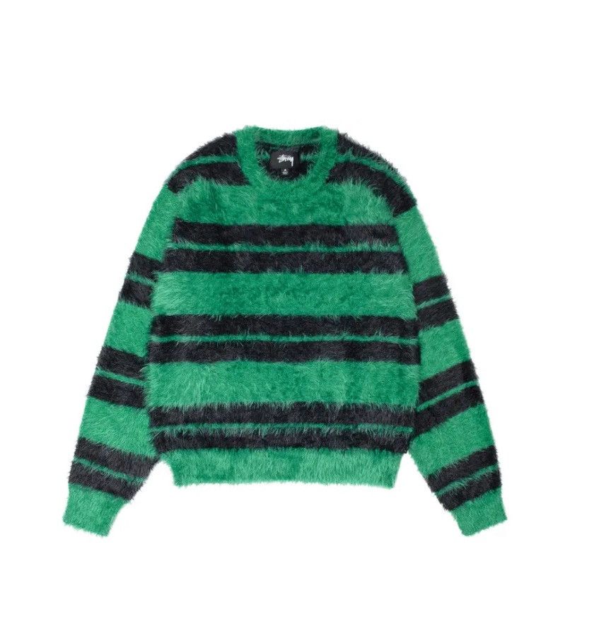 Stussy Stussy Hairy Stripe Crew Sweater ‘Black/Green’ Size US XL / EU 56 / 4 - 1 Thumbnail