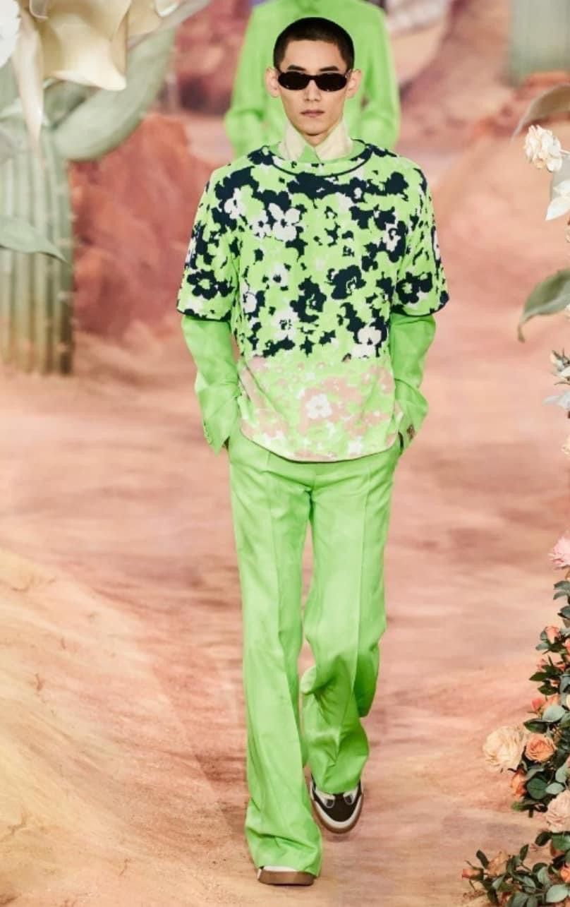 image of Dior X Cactus Jack Flared Pants 'fluorescent Green' in Flourescent Green, Men's (Size 33)